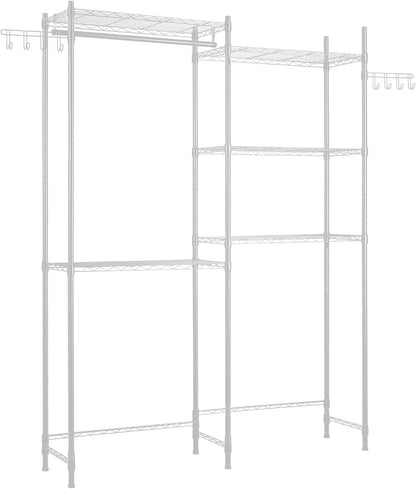 VEVOR Over the Washer and Dryer Storage Shelf, 5 Tier Laundry Room Drying Rack with Hanger Rod and Hooks, Adjustable Over Washer and Dryer Shelves, Laundry Room Shelf Storage Space Saver, White