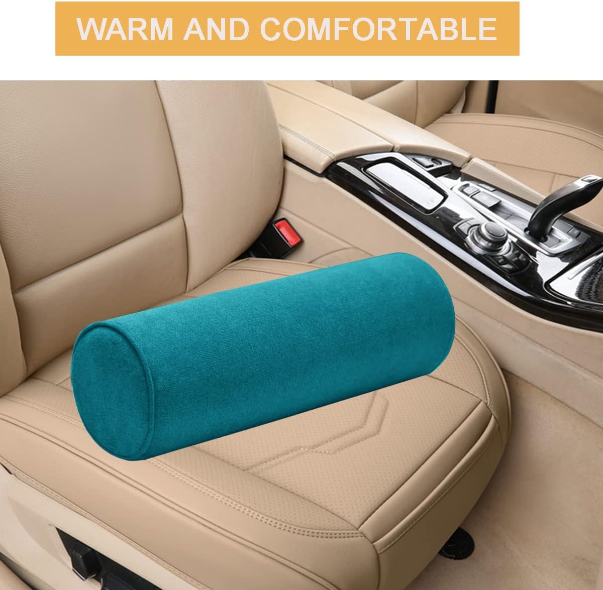 Cylinder Round Memory Foam Support Pillows Cervical Neck Roll Pillow with Pillowcase Soft, Comfortable and Breathable for Sleeping, Chair, Car, Sofa，Travel (Navy Blue, 18X6)