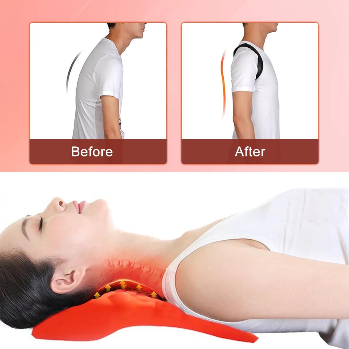 Trapezius Trigger Point Massager Suboccipital Release Tool Myofasical Release Neck and Shoulder Pain Posture Corrector for Muscle Pain Relief (Orange)