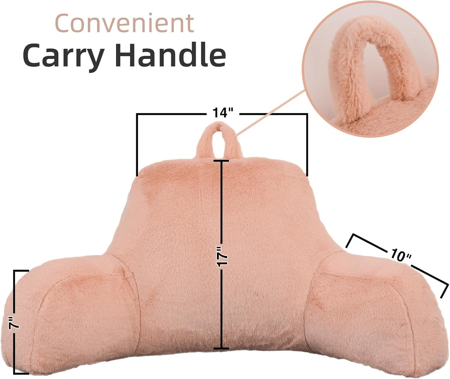 A Nice Night Ivory Reading Pillow, 18.5" Bed Wedge Pillows with Arms | Back Support For Sitting,Faux Fur Backrest Pillow For Adult Children, Supports Reading,Gaming & Relaxing in Bed,Couch,Floor