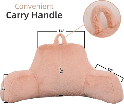 A Nice Night Ivory Reading Pillow, 18.5" Bed Wedge Pillows with Arms | Back Support For Sitting,Faux Fur Backrest Pillow For Adult Children, Supports Reading,Gaming & Relaxing in Bed,Couch,Floor