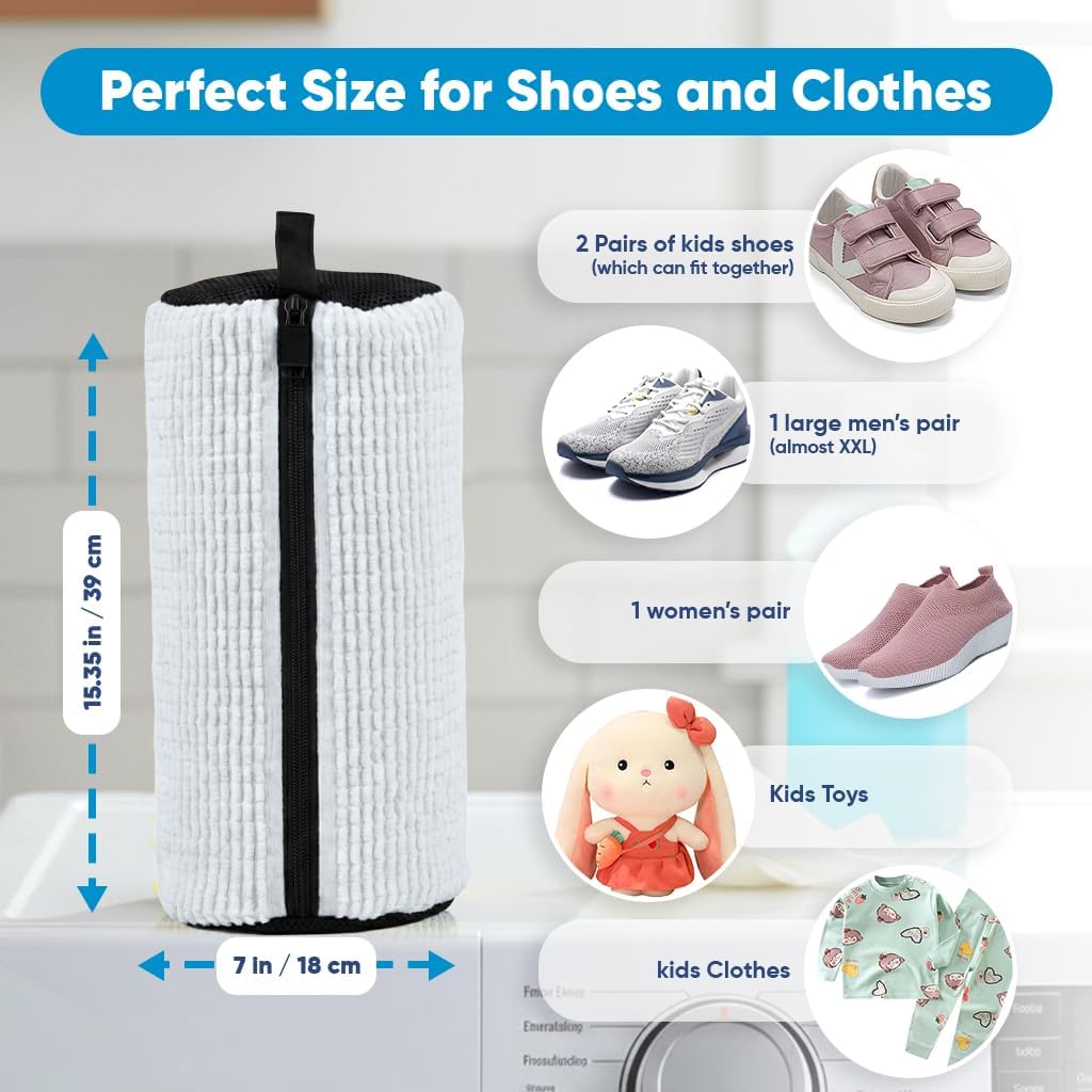 Shoe Washing Machine Bag – 2 Pcs Reusable Laundry Shoe Bag, 360° Deep Cleaning Sneaker Washing Bag, Durable Mesh Net with Zipper Protection, Fits All Shoe Types & Sizes (2 PCS Yellow)
