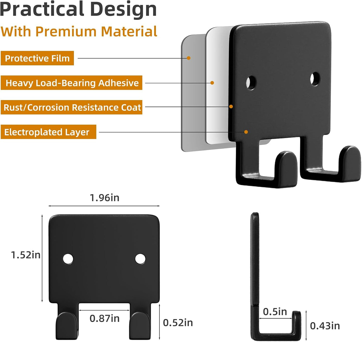 GTK Key Holder for Wall Key Hooks with Tray and 6 Hooks, Wall Mounted Key Holder for Hallway, Key Rack with Shelf for Mail Storage (Black)