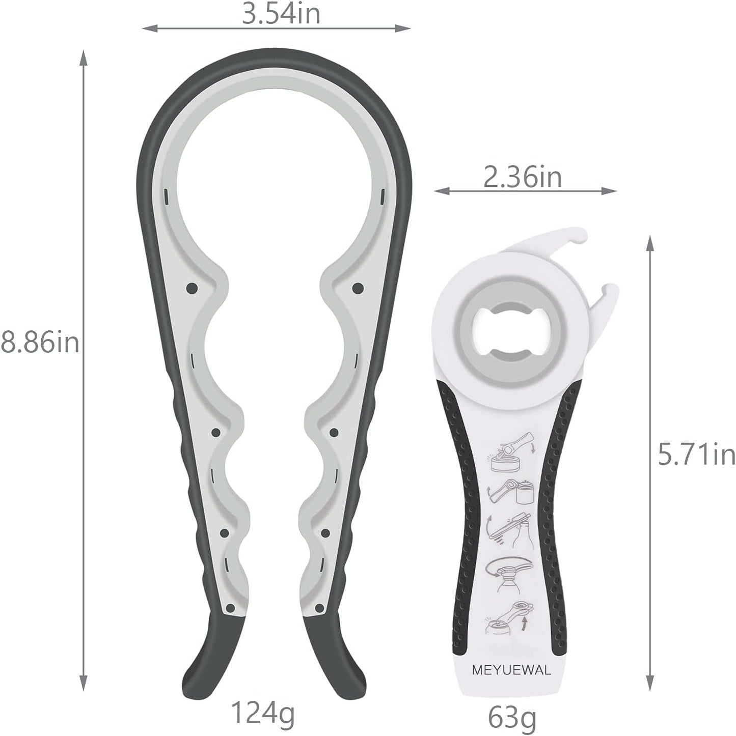Jar Opener Bottle Opener for Weak Hands, 5 in 1 Multi Function Can Opener Bottle Opener Kit with Silicone Handle Easy to Use for Children, Elderly and Arthritis Sufferers (New red)