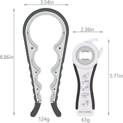 Jar Opener Bottle Opener for Weak Hands, 5 in 1 Multi Function Can Opener Bottle Opener Kit with Silicone Handle Easy to Use for Children, Elderly and Arthritis Sufferers (New red)