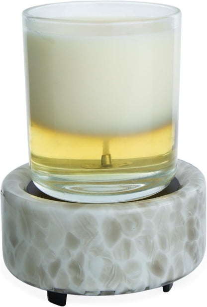 Candle Warmers ETC 2-in-1 Candle and Fragrance Warmer for Warming Scented Candles or Wax Melts and Tarts with to Freshen Room, Pewter Walnut