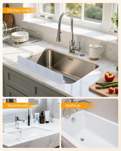 Sink Splash Guard 18" 23" 30" Silicone Water Guard with Strong Suction Cups, Faucet & Countertop Protector, Bathroom & Sink Edge Splash Guard Strip, Dishwasher Safe-Grey 18"