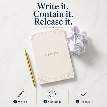 Worry Journal for Anxiety Relief & CBT Guided Prompts, Mental Health Gift