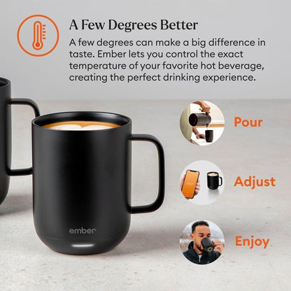 Ember Temperature Control 14oz Smart Mug 2, App-Controlled and Rechargeable Heated Coffee Cup Warmer with Intelligent LED Display, Sage Green.