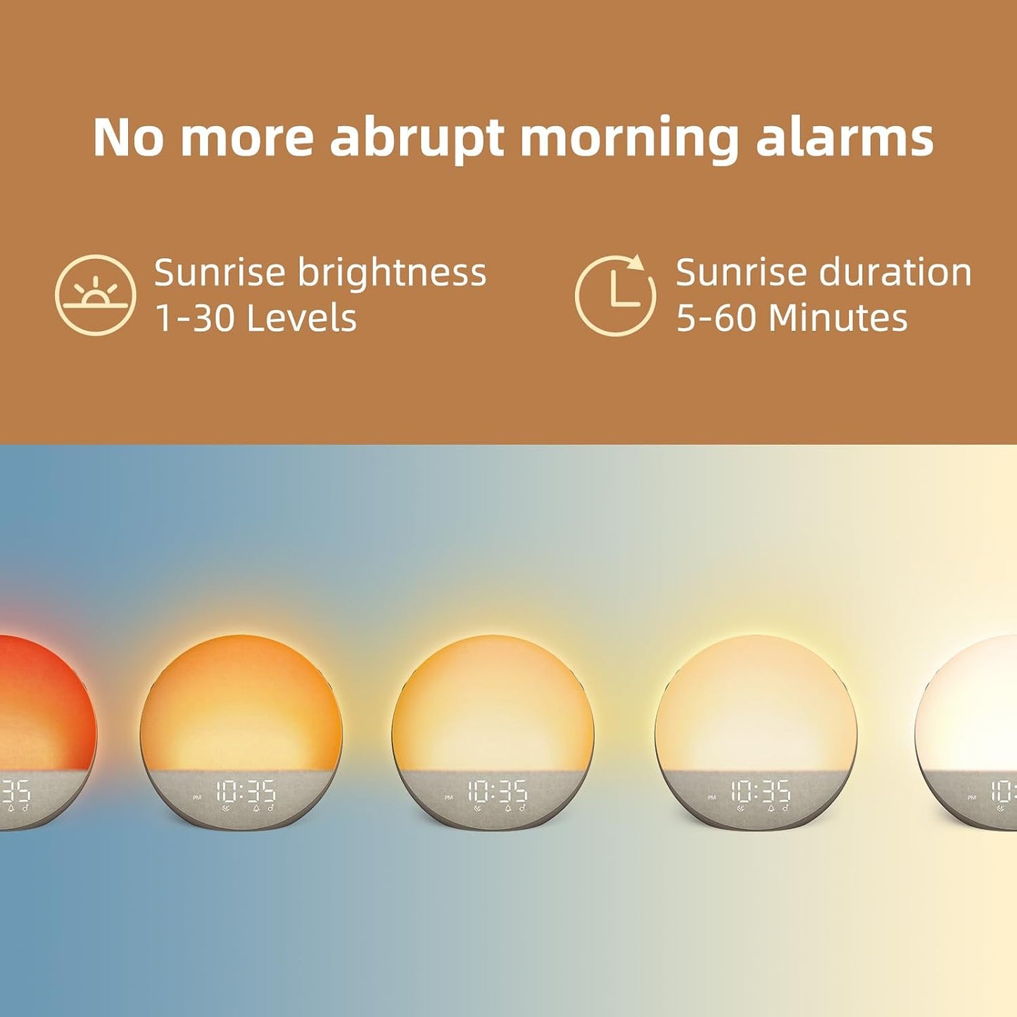 Odokee Sunrise Alarm Clock White Noise Machine: Natural Wake Up Light | Dimmable Clock with Bluetooth Speaker for Bedroom - 25 Sleep Sounds for Baby Adults Kids Putty