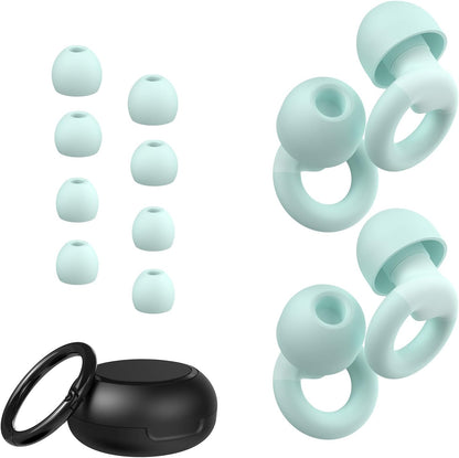 JUSTRVN Ear Plugs for Sleeping, 2 Pairs of Reusable Earplugs for Noise Reduction 25dB-30dB with 8 Ear Tips, Soft Hearing Protection Ear Plugs for Concert,Noise Sensitivity, Study & Work, Black