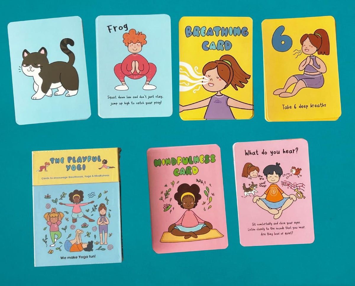 Kids Yoga Card Deck - 55 Large Format Cards for Movement, Mindfulness & Breathing - Perfect for Teachers, Therapists, Families & More - Includes 5 Yoga Games to Play Solo or in a Group - Ages 3-103