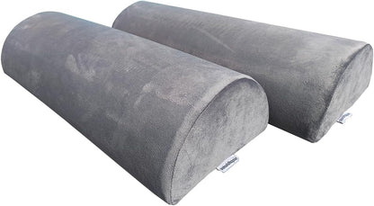2 Pack Half Moon Bolster Pillow for Legs, Knees, Lower Back.Semi Roll Round Pillow for Ankle and Foot Comfort, Head Neck Spine Hip Pain Relief,Machine Washable Cover