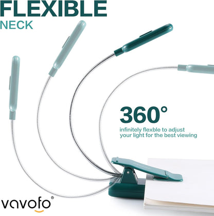 VAVOFO Rechargeable Book Light for Reading in Bed Kids, 7 LED Reading Light with 9-Level Warm Cool White Daylight, Eye Care Lamp with Power Indicator for Bookworms (Yellow)