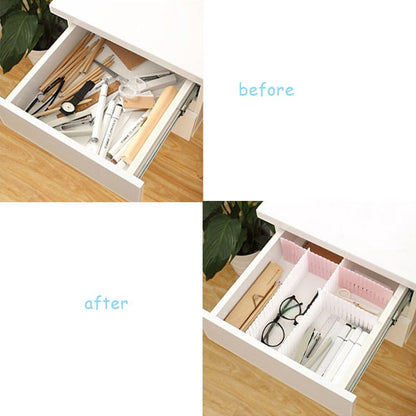Onerbuy 8pcs Adjustable Grid Drawer Dividers DIY Plastic Closet Separator Tidy Organizer Container 32.5 * 7cm/ 12.8 * 2.8inch for Underwear Socks Belt Office Supplies(Transparent White)