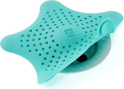 Umbra Starfish Hair Catcher, Suction Cup Drain Cover, 6-Inch, White | Silicone material, flexible and durable, water resistant seal, easy to clean, rust proof, fits standard tubs