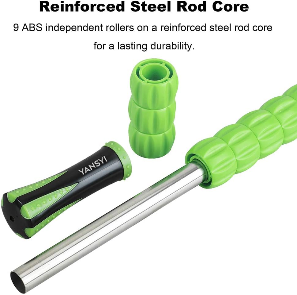 YANSYI Professional 9-Roller Deep Tissue Massage Stick - Portable Muscle Recovery Roller for Athletes, Relieves Post-Workout Soreness & Leg/Back Pain - Portable Physio Tool (Blue 1)