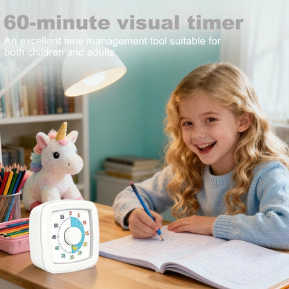 Visual Timer for Kids & Adults, 60 Minute Rainbow Countdown Timer, Time Management Tool for Classroom, Home, Kitchen, Office, School