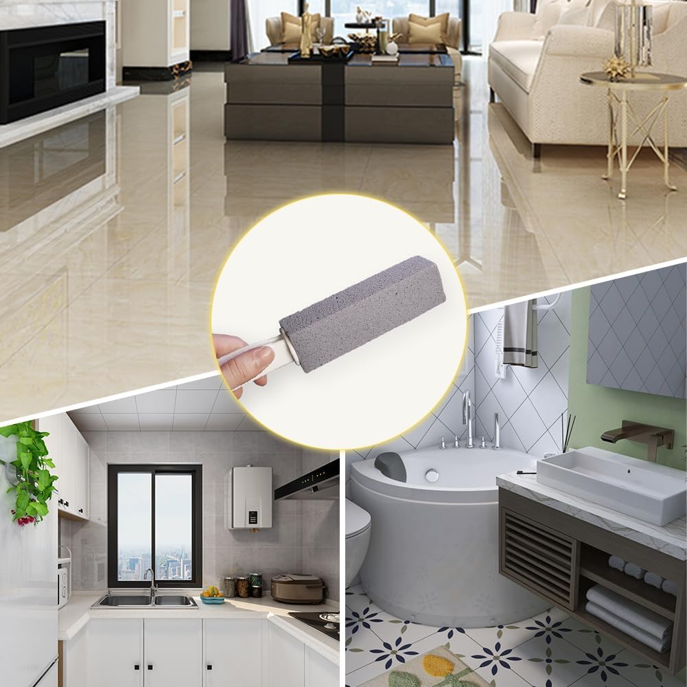 Pumice Stone for Toilet Cleaning, Pumice Cleaning Stone with Handle, Toilet Cleaner, Pumice Stone, Toilet Wand, Toilet Bowl Cleaner Brush, Toilet Brush (2PCS Gray)
