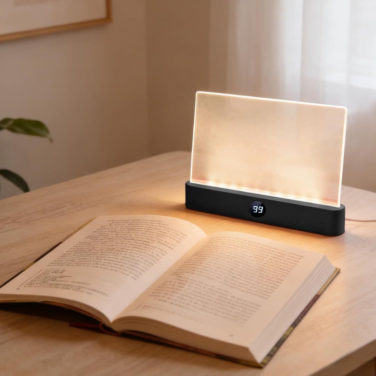 Book Light, Rechargeable Clear LED Flat Reading Light with 3 Colors & Timer, Dimmable Panel Plate Lamp Book Full Page Light for Reading in Bed at Night, for Women Readers Kids Book Lovers (White)