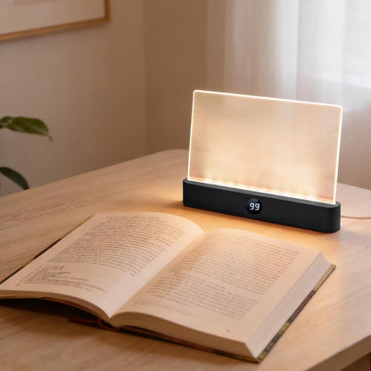 Book Light, Rechargeable Clear LED Flat Reading Light with 3 Colors & Timer, Dimmable Panel Plate Lamp Book Full Page Light for Reading in Bed at Night, for Women Readers Kids Book Lovers (White)