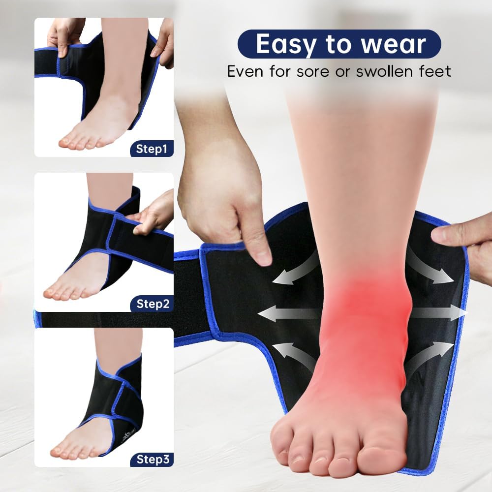 Ankle Ice Pack Wrap for Swelling Foot Heel Pain Relief Reusable Gel-1Pack