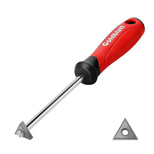 Goldblatt Grout Removal Tool with Replacement Carbide Tip, Scraper Tools | Triangular Edge, Precision Cleaning, Replacement Tip, Fine Groove Pattern, Tile Joint Repair, Caulk Removal, Mortar Cleanup