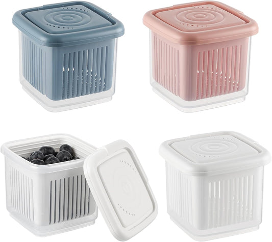 MOLIGOU 4 Pcs Berry Basket and Colander, Berry Storage Container for Fridge, Small Fruit Container for Grape, Cherry