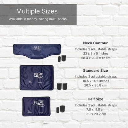 FlexiKold Reusable Gel Large Ice Pack with Straps – Cold Compress Gel Cold Pack for Injuries – Flexible Medical Ice Wrap for Back, Shoulders, Legs, Knees, Sciatica, Muscle Pain – Standard