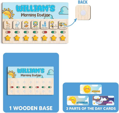 Wooden Chore Chart for Kids, Wooden Daily Routine Chart for Kids, Visual Schedule for Kids, Chore Reward Chart, Bedtime Morning Routine Chart for Toddlers