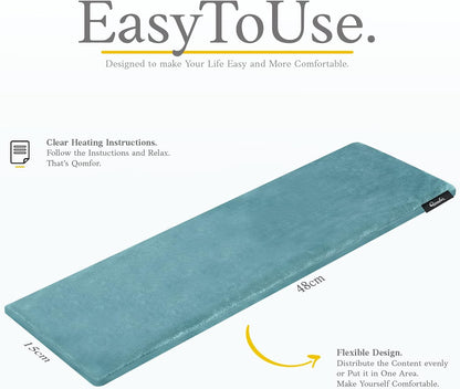 Qomfor - Microwavable Heating Pad - Blue Green - Lavender Scented Heat Pack - Therapeutic Heat Wrap for Neck, Shoulders & Period Cramps Pain Relief - Reusable Hot/Cold Therapy Bag