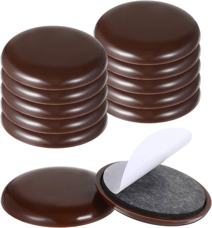 12Pcs Furniture Sliders for Carpet, 2-inch Self Adhesive Chair Gliders Stick Furniture Movers for Easy Moving on Carpet and Hardwood Floors(Coffee)