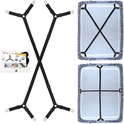 8Pcs Adjustable Bed Sheet Straps Clips, Elastic Mattress Sheet Fasteners Holder and Suspenders, Grippers to Hold Sheet, Mattress, Sofa, Couch, Table Cloth, Recliner Ironing Board Cover and More