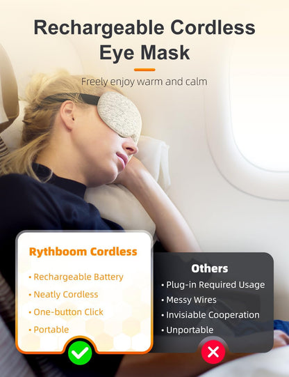 Cordless Heated Eye Mask for Dry Eyes, Graphene Material, 3 Levels | 15 Uses, 1500mAh Rechargeable Battery, Eye Relief, Cordless Warm Eye Compress, Washable Eye Heating Pad for Sleeping, Travel