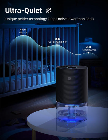 Small Dehumidifiers for Bathroom, Bedroom, Dorm Room, Home, RV, Closet, Wardrobe, Office, Portable Dehumidifier with Auto Shut Off, Auto Defrost, Colorful Light, Ultra Quiet, Energy Saving, 35 OZ | Ultra Quiet & Energy Saving with Auto Shut Off, Auto