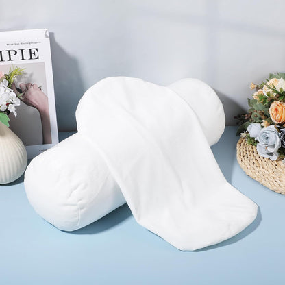 2PCS Neck Roll Pillowcases, 17x4 Inch Round Pillow Covers Cervical Neck Roll Pillow Cover Round Necks Pillows Cover Cylindrical Pillows Covers with Zipper for Home Decor (White)