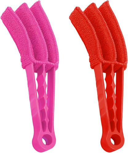 DXNQ 2 PCS Blind Cleaner Duster Tool, Window Venetian Hand-held 7 Finger Dusting Cleaner Brush, Blinds Cleaning Brush Tool for Window Shutters Air Conditioner, Car Accessories (Blue+Green)