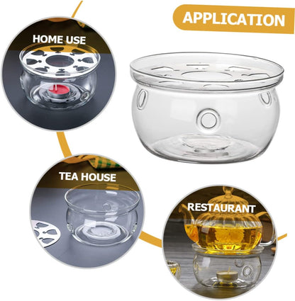 High Borosilicate Glass Tea Warmer Base Teapot Heater Accessory for Home Sturdy and Heat Resistant for Blooming Tea and Milk