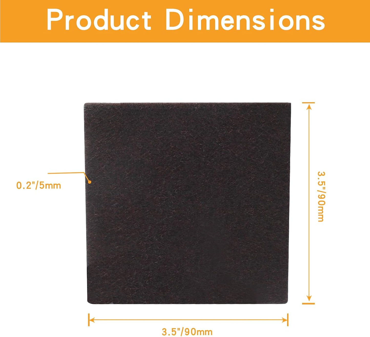 48 Pcs 1"/25mm Square Felt Furniture Pads, 5mm Thick, Brown | Self Adhesive, Anti Scratch Floor Protectors, For Furniture Feet Chair Legs