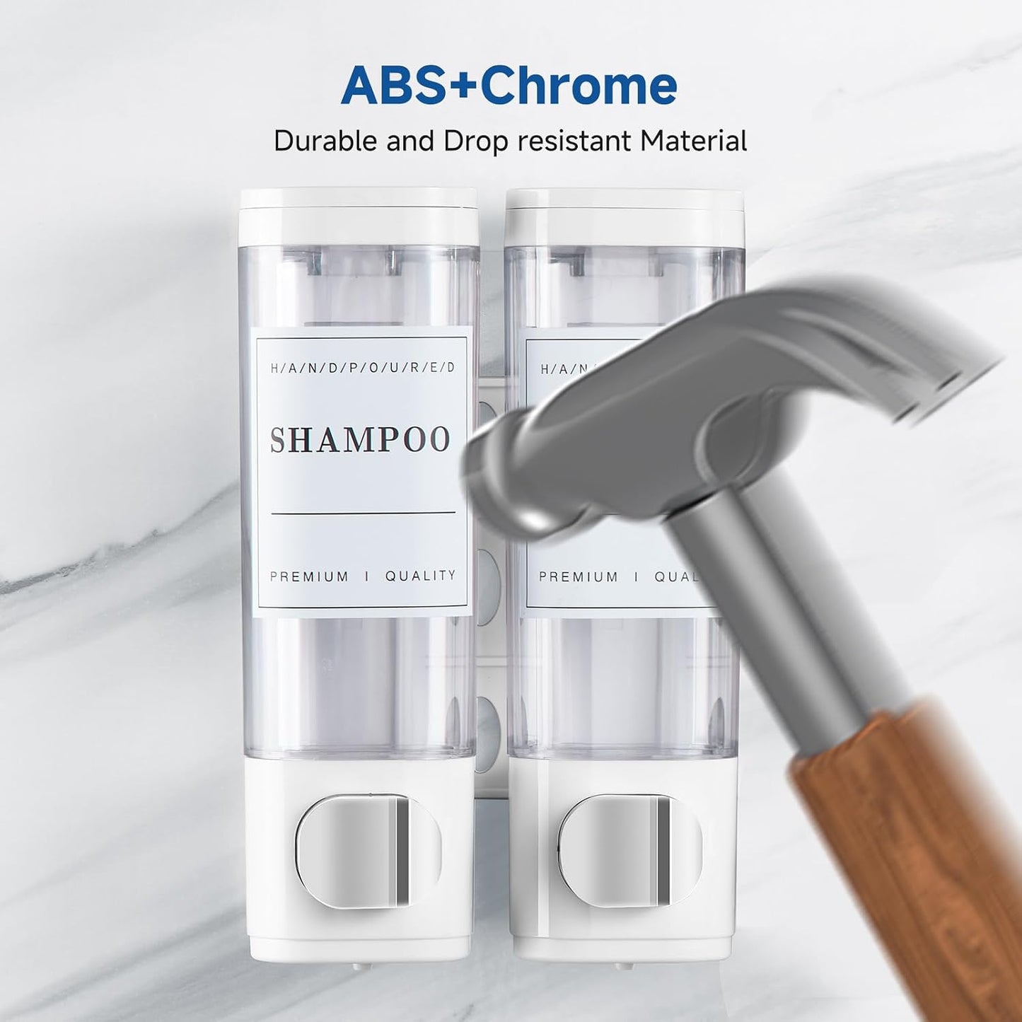 Cabo Deseado Shower Soap Dispenser Wall Mounted No Drill Shampoo Dispenser for Shower Wall Shampoo and Conditioner Dispenser Bathroom Hotel 3 * 350ml Gungray with Labels