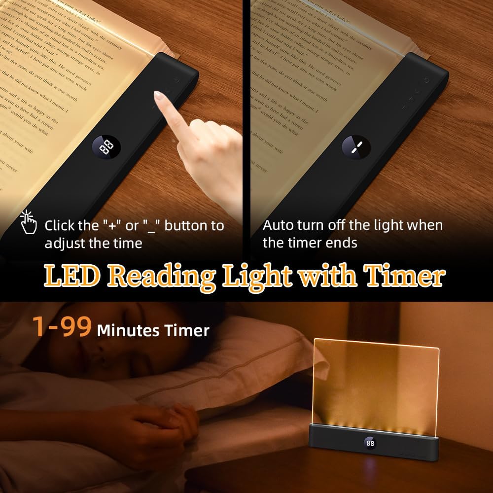 Book Light for Reading in Bed at Night Flat Reading Lights, Pink