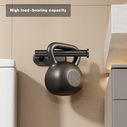 Voldra Toilet Paper Holder with Shelf, Flushable Wipes Dispenser for Bathroom, Adhesive Toilet Paper Roll Holder with Storage Wall Mount Stick On Bathroom Tissue Holder Front Flip Design (Matte Black)