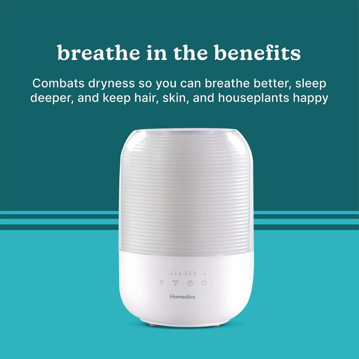 Homedics Ultrasonic Cool Mist Humidifier, Top-Fill 3L Water Tank