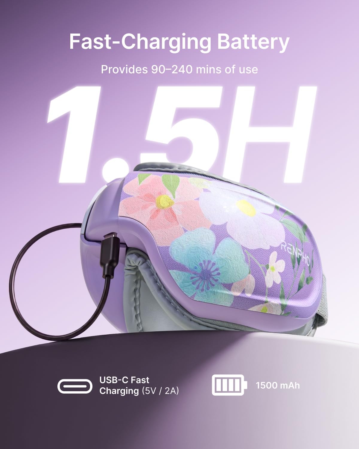 RENPHO Eyeris 3 Eye Massager with Heat and Cooling, Massaging Eye Mask | Voice Control, Vibration & Compression Massager for Dry Eyes & Head Tension, FSA Eligible HSA, Gifts for Women & Men