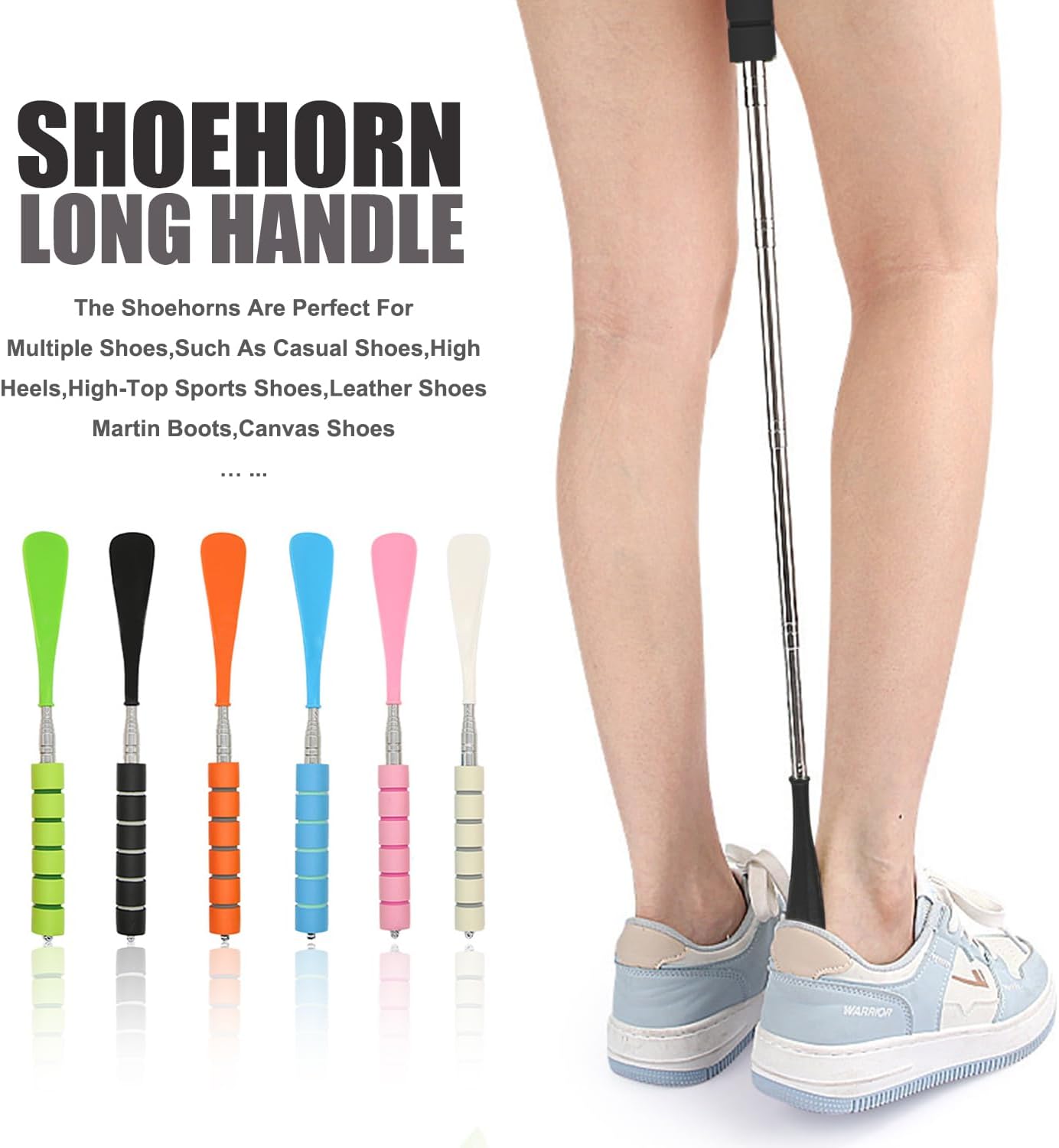 Shoe Horn Long Handle Retractable Shoehorn Telescopic Foldable Shoe Puller Adjustable Shoe Aids Easy Slip on