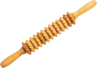 Wood Roller Massager for Body - 15.6 inch Lymphatic Drainage Manual Massage Tools for Sculpting, Muscle Shaping, Celulite Remover - Wooden Massage Tool for Manual Maderotherapy