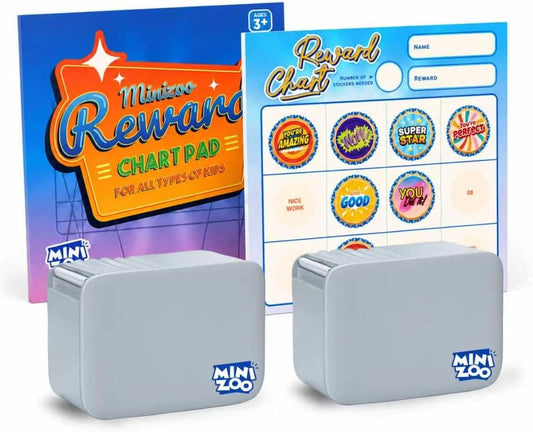 Refill Kit for Minizoo Sticker Timer, 2 Cartridges with 400 Stickers and 2 Reward Chart Pads, 400 pcs Medal Stickers and 48 Pages Charts for ADHD Focus, Classroom & Home Study Tool