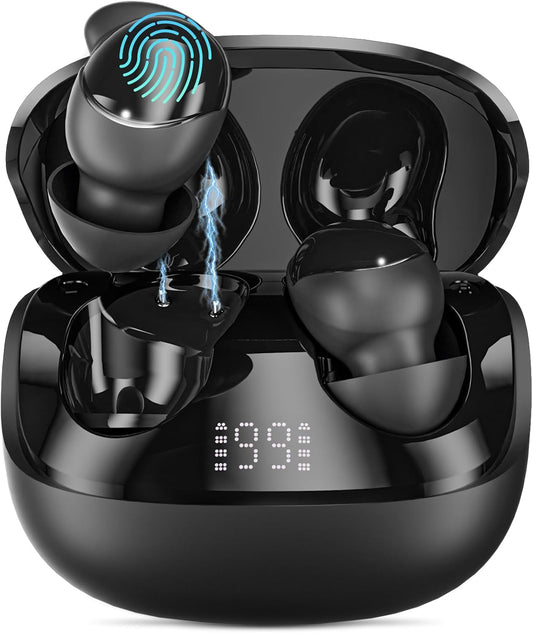 T33 Sleep Earbuds, Bluetooth 6.0 Noise Cancelling Sleep Headphones for Side Sleepers, ANC Up to 98%, Sleep Mode, 48H Playtime, Small Earbuds Comfort Fit for Sleeping, Travel, Work, Glossy Black