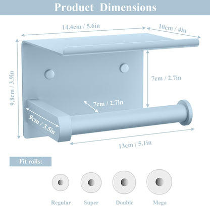 Toilet Paper Holder with Shelf Wall Mounted Toilet Paper Roll Dispenser | Heavy Duty Stainless Steel Brushed Nickel