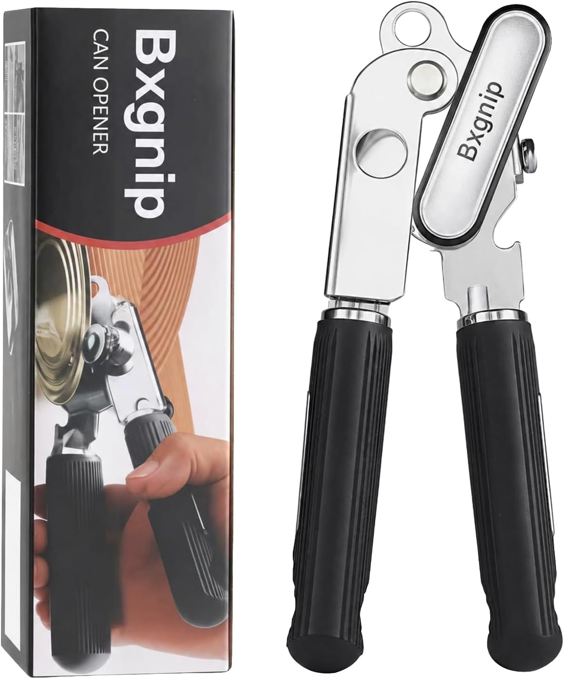 Can Opener Manual Stainless Steel with Magnet | Heavy duty,Oversized knob,Magnet lifts lids,Non slip grip,Bottle opener built in,Easy for arthritis